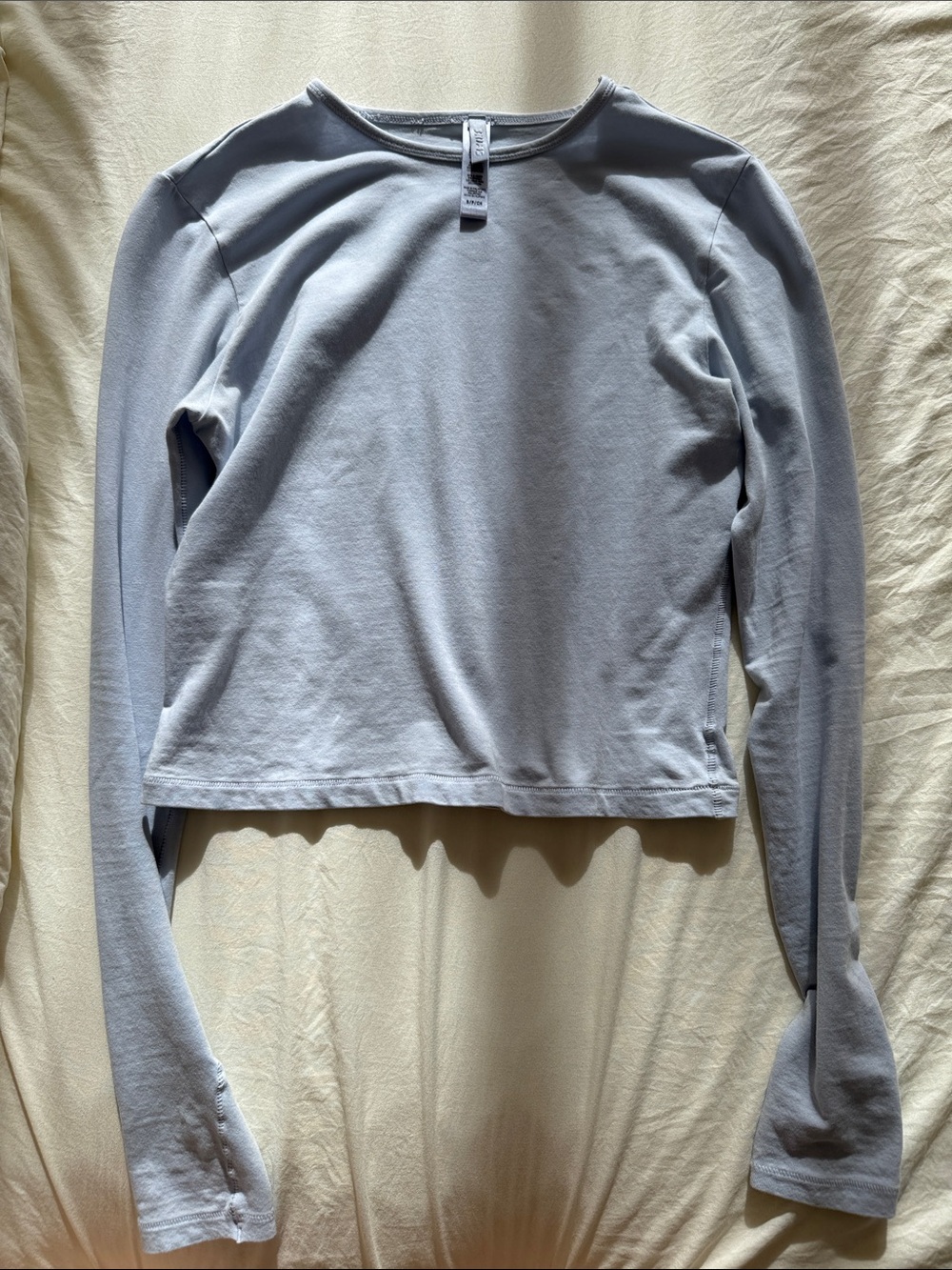 Skims Baby Blue Long-Sleeve Crop Top